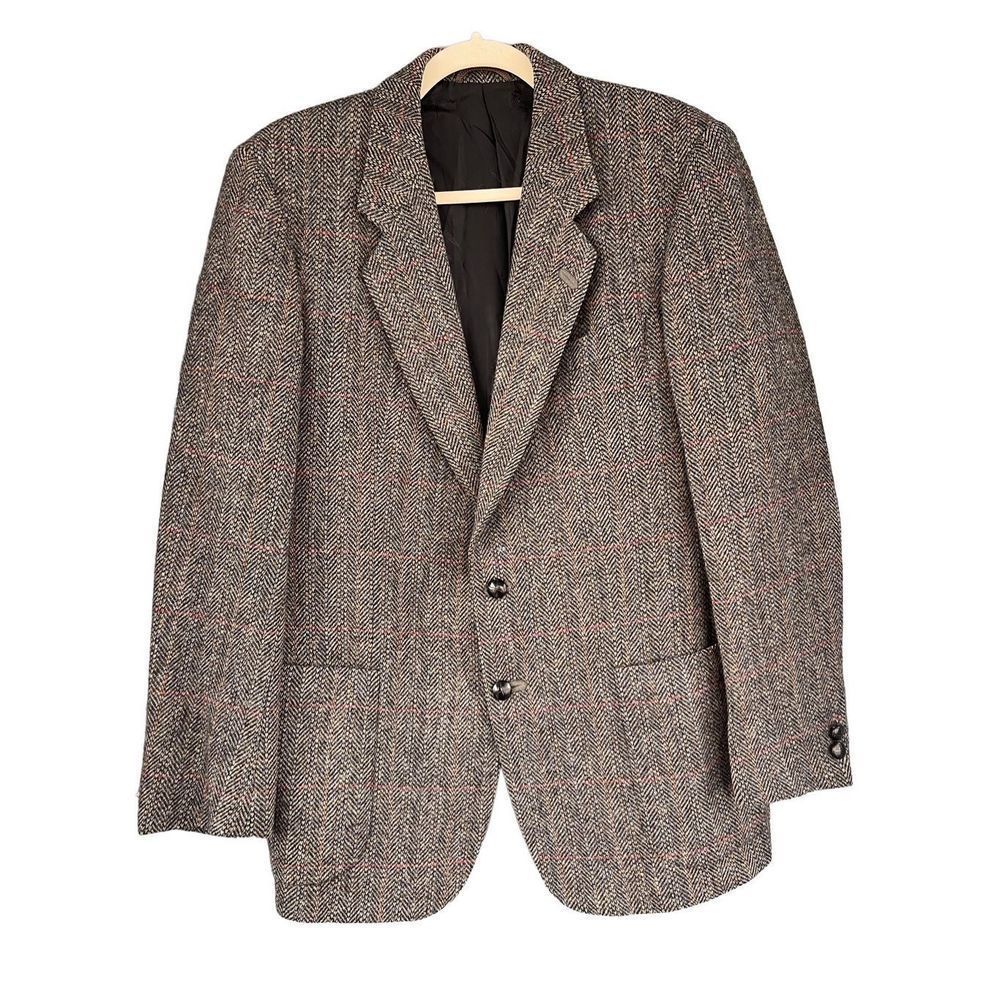 0904 Burberry Tan Plaid Blazer Oversized Jacket Size Large